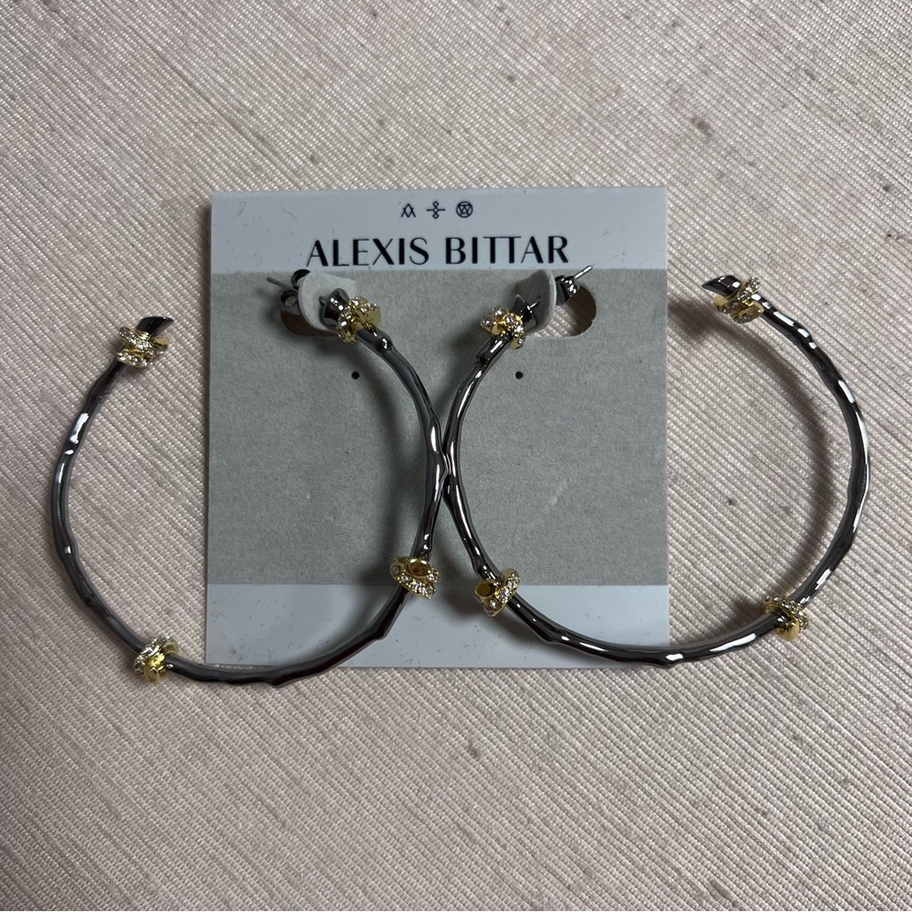 Alexis Bittar Barbed Wire Hoop Earrings In Gold NWT